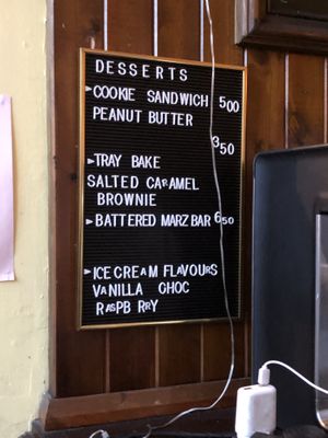 Dessert menu of the day at The Caledonia in Liverpool