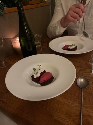 Red velvet cake with beet ice cream  at De Waaghals in Amsterdam