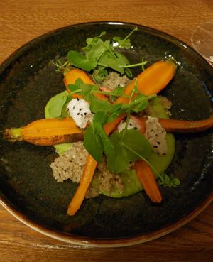 Main course, carrots and peas at De Waaghals in Amsterdam