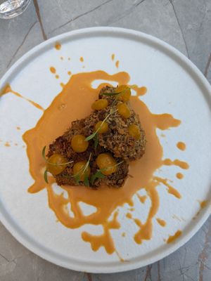 Oyster mushrooms with a red curry sauce at De Waaghals in Amsterdam