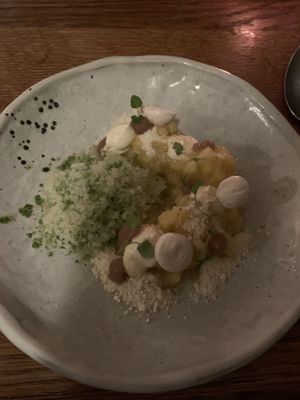 Dessert with crazy icecream  at De Waaghals in Amsterdam