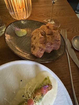 Sourdough and jalapeño cream  at De Waaghals in Amsterdam