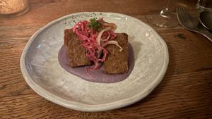 Potato cakes and a cabbage base   at De Waaghals in Amsterdam