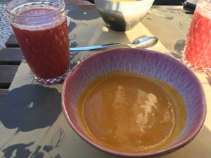 Soup of the day and juice at Terrarea in Matosinhos