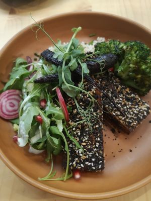 Daily vegan lunch special, peppered tofu dish - super yummy at Terrarea in Matosinhos