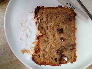 walnut-bananabread with rum whipped cream at Sturbock Cafe in Wurzburg