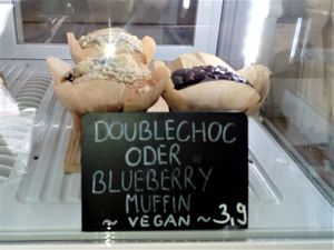 These 2 vegan muffins tasted so good, we were stunned. at Sturbock Cafe in Wurzburg