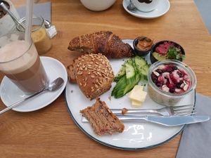 Mixed platter with Quinoa Croissant! at Sturbock Cafe in Wurzburg