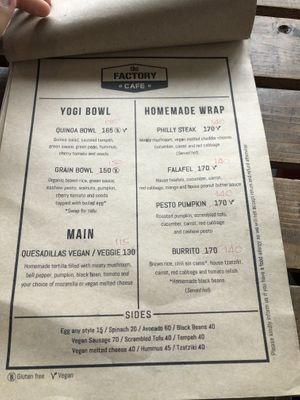 Menu 2 at The Factory Cafe in Koh Tao