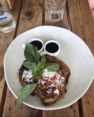 Vegan pancakes  at The Factory Cafe in Koh Tao