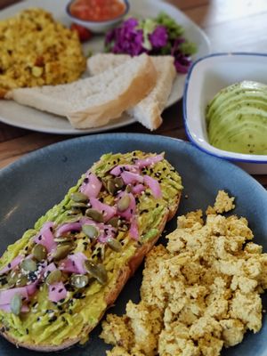 The avocado toast was ok. The scrambled sucked. The desserts were amazing. at The Factory Cafe in Koh Tao