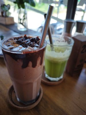 Vegan brownie smoothie! at The Factory Cafe in Koh Tao
