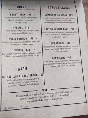 Menu at The Factory Cafe in Koh Tao