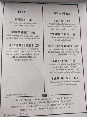 Menu at The Factory Cafe in Koh Tao