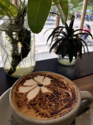 Cappuccino with oat milk   at The Factory Cafe in Koh Tao