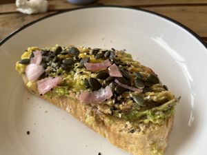 Avocado toast   at The Factory Cafe in Koh Tao