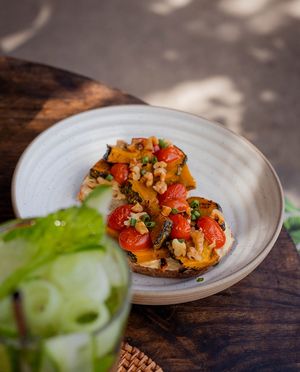 HUMMUS TARTINE at The Factory Cafe in Koh Tao