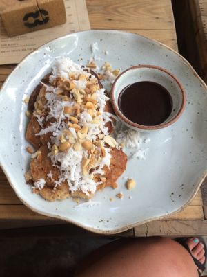 Banana pancakes  at The Factory Cafe in Koh Tao