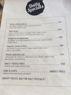 Daily Specials Menu at The Factory Cafe in Koh Tao