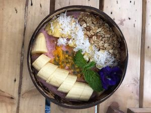Smoothie bowls to die for  at The Factory Cafe in Koh Tao