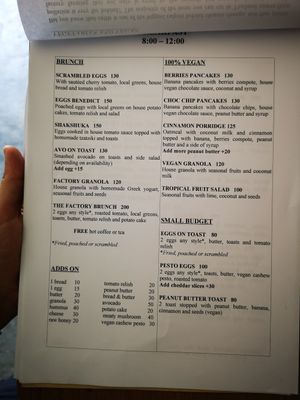 Menu at The Factory Cafe in Koh Tao