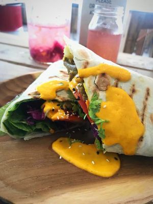 Philly Steak Mushroom Wrap at The Factory Cafe in Koh Tao