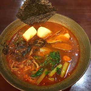 Spicy ramen at Sān Běn ShǒuGōng LāMiàn 三本手工拉麵 in Taipei