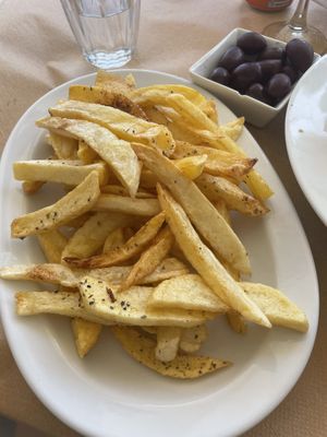 Fried potatoes  at Melina's Tavern in Santorini