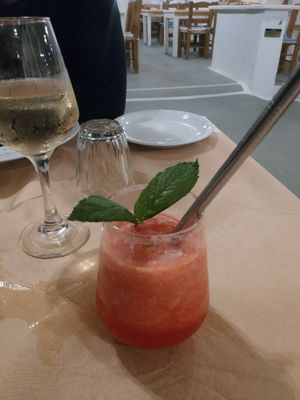 Strawberry mocktail at Melina's Tavern in Santorini