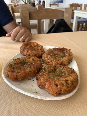 Tomato balls   at Melina's Tavern in Santorini