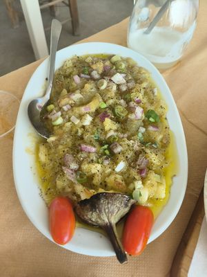 Charcoal Grilled Eggplant at Melina's Tavern in Santorini