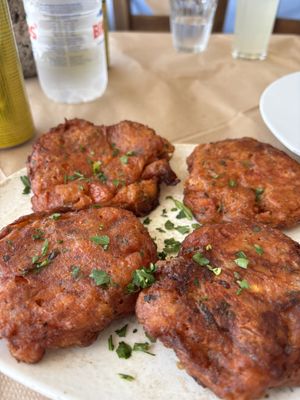 Tomato balls   at Melina's Tavern in Santorini