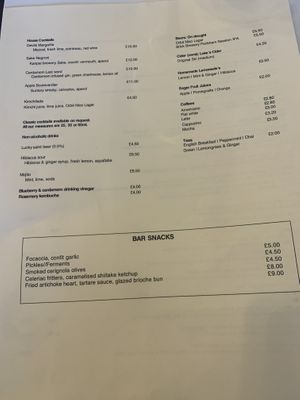 Drink menu  at The Omni Collective in South East London