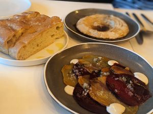 Baba ganoush with leek syrup and beetroot carpachio at The Omni Collective in South East London