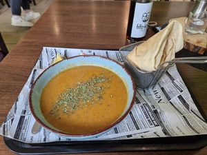 Lentil Soup with flat bread at Falafel Beirut in Heilbronn