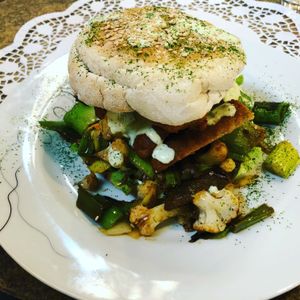 Yummy vegan burger
 at Coraçao Vegano in Funchal