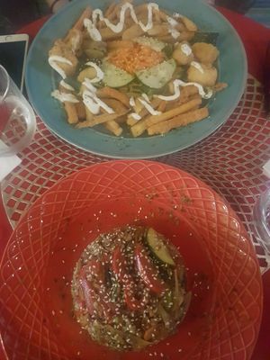 Fried rice and tempura bowl at Coraçao Vegano in Funchal