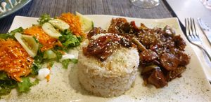 tofu terriyaki plate at Coraçao Vegano in Funchal