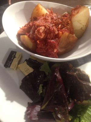 Dairy butter cubes on vegan meal (jackfruit jacket potato) 😫👎 at Rock Garden in Torquay