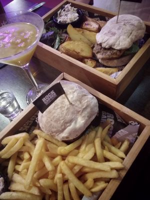 The Big Vegan and The Southern Fried Chicken Burger at Rock Garden in Torquay