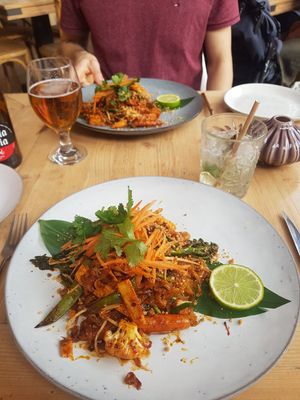 Main course, veggies, spice and tempeh, nuts at Nama in Mallorca