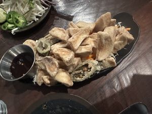 Oyster mushrooms with vegan saucee  at Sidestreet Pho in Alameda