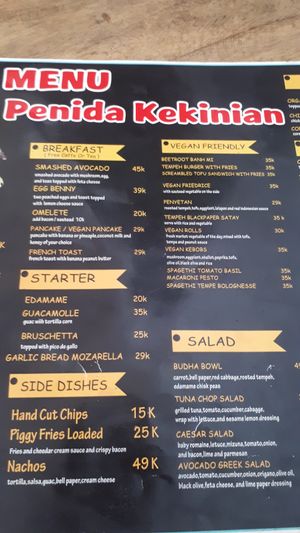 Das Menü at Kekinian in Penida Island