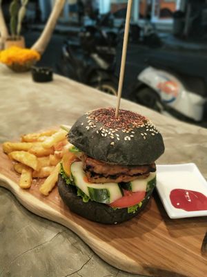 Tempeh burger was great and filling at Kekinian in Penida Island