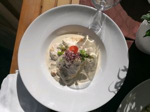 tofu medallions with mushrooms  at Bedem in Varazdin