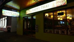 restaurant exterior night scene at Happy Thai in Perth
