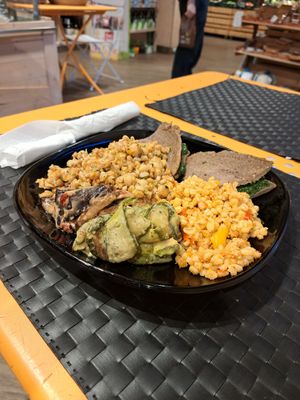 plate with mixed dishes to taste at NaturaSi - Via Cardinale in Naples