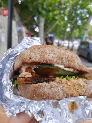 Tofu burger again. Really worth it and tastes like heaven at Rekalibracija Veganski in Novi Sad