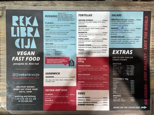 English menu (prices outdated)  at Rekalibracija Veganski in Novi Sad