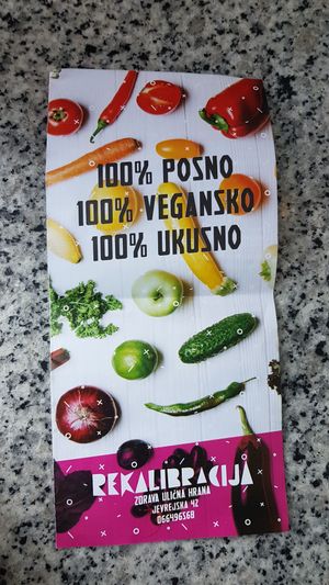 Menu at Rekalibracija Veganski in Novi Sad